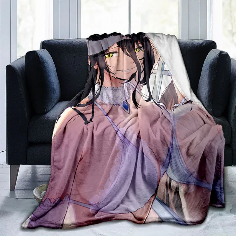 

Sexy Anime Girls Albedo Pin Up Girl Blanket Warm Blanket Adults 3D Printed Coverlet Man Cave Sofa Camping Decor Beauties Flannel