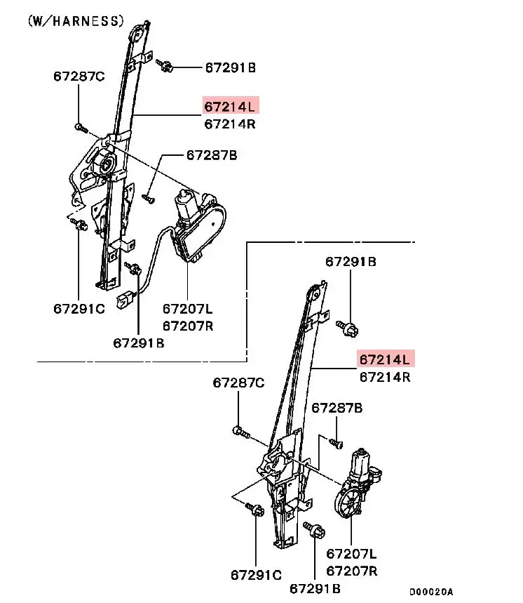 1 шт. регулятор окон для Pajero V70 2004-2006 без защиты от защемления Montero V73 FR RR подъемник