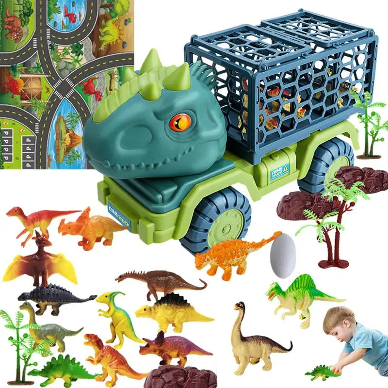 

Dinosaur Trucks Toys Cool Dinosaur Truck Dino Figures Activity Playmat Toys Set Interactive Dino Trucks Toys Car Playset