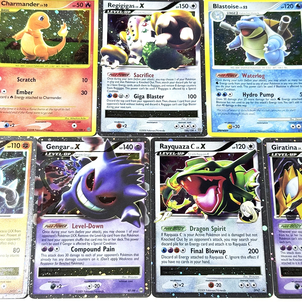 Фото Коллекционные карты PKM Foil Proxy PTCG DIY Blastoise # 2 Чармандера # 101 Генгарв LV.X, Гиратинау LV.X, Лукарио/Райкуаза C LV.X, Регигигас LV.X №3