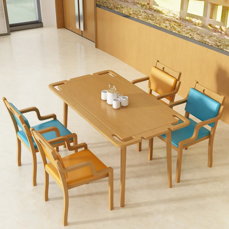 

1-31 Modern age-friendly dining table and chairs nursing home dining table nursing home elderly apartment chairs health care ce