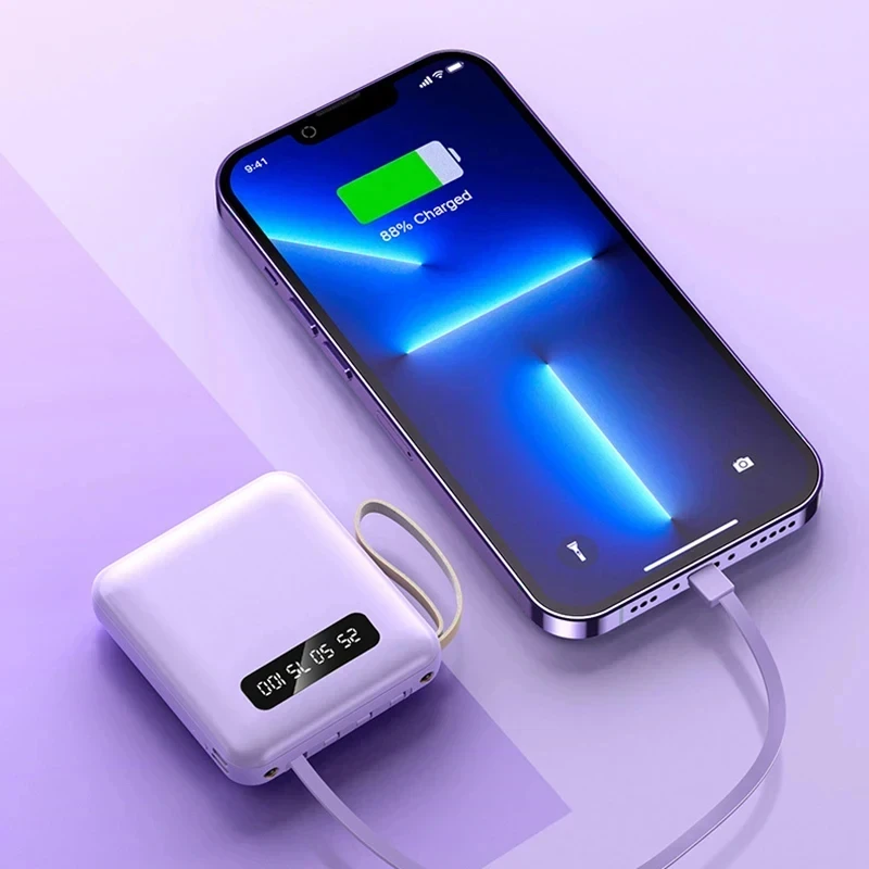 Xiaomi Mini 30000 мАч 4-в-1 Power Bank Быстрая зарядка с 4 кабелями Мобильное внешнее