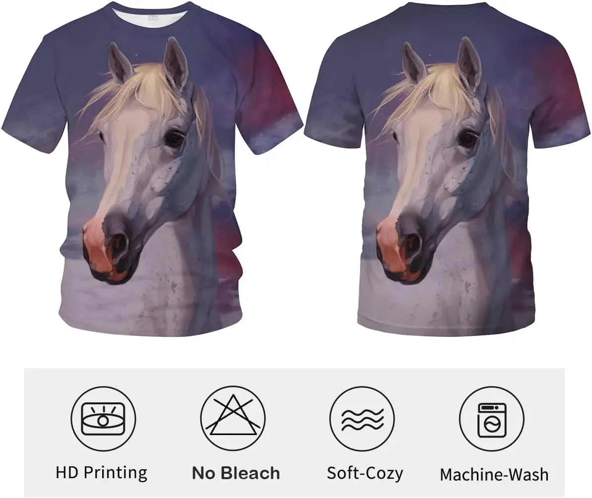 Мужские летние футболки с короткими рукавами и лошадью топы рубашка