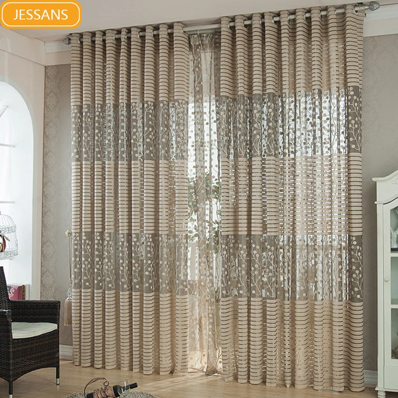 

Modern Shade Net Window Sheer Stripe Curtains for Living Room Bedroom Kitchen Blinds Windows Treatments Fabric