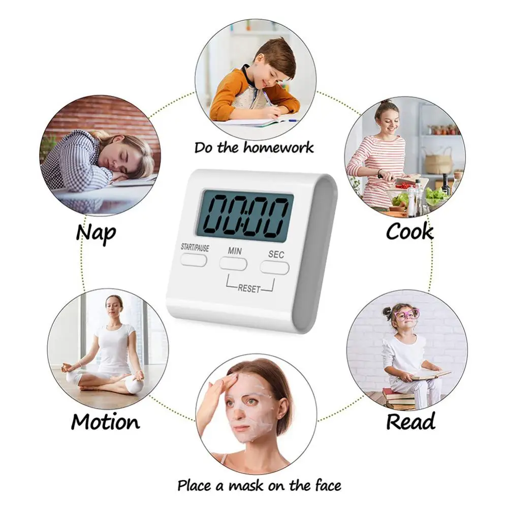 

1pc Digital Kitchen Timer, Cooking Timer, Strong Magnet Back, For Cooking Baking Sports Games Office (Battery Not Included)