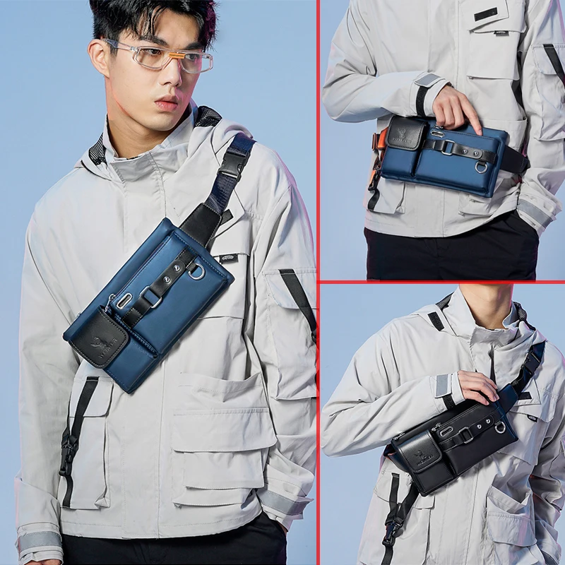 Waist Bag For Men Chest Wallet Purse Fashion Hip Belt Pouch Sack Fanny Pack Phone Porter Square Sports Crossbody Side Bag Male