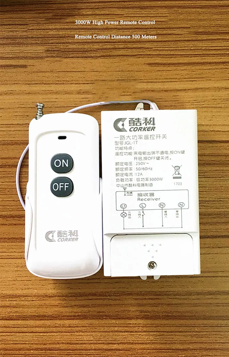

Беспроводной умный выключатель дистанционного управления CORKER 110 В 220 В, электрические переключатели ламп 3000 Вт, односторонний пульт дистанц...