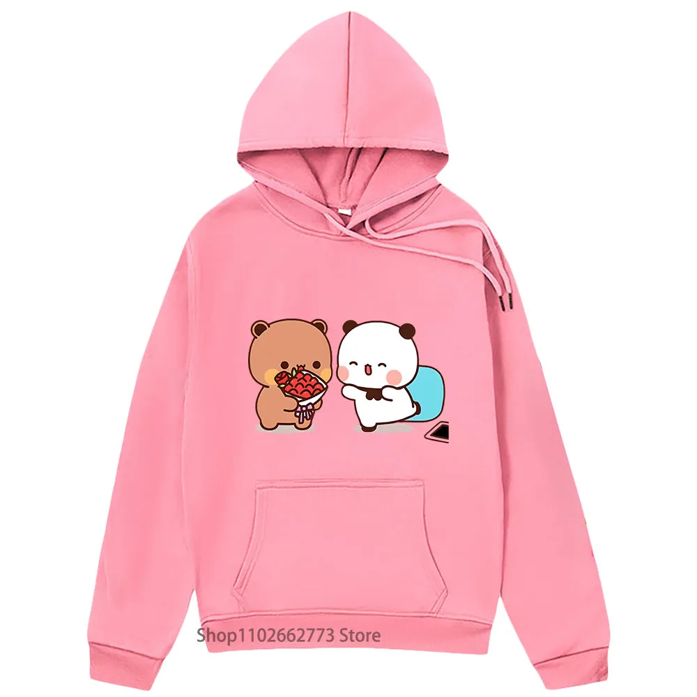 Cute Dudu Hoodies Is Welcome Home Bubu Graphic Sweatshirt Cute Women Casual Kawaii Panda Bear Print Clothes Fellce Men Clothing