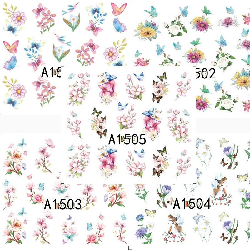 

3D Nail Stickers Back Glue Waterborne Flower Butterfly Maternity Nail Art Decal Decorations For Nails Tips