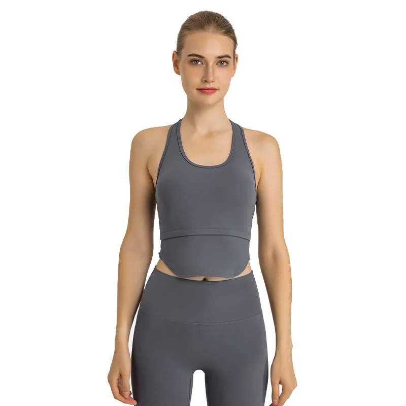 NWT Al Yoga Sports Bra Women's Summer Thin Open Umbilical Breathable Shockproof Running Yoga Bra Gather Anti Sag Fitness Vest