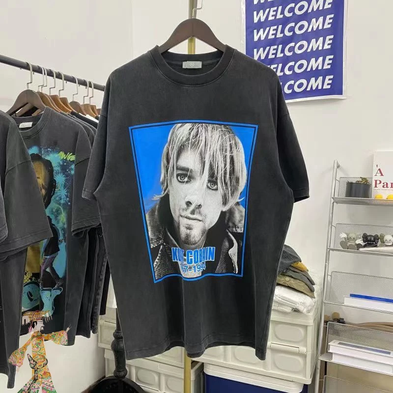 

2023 High Quality Men Women T-shirts Loose Casual O-neck Short Sleeve Character Head Printing Top Tee