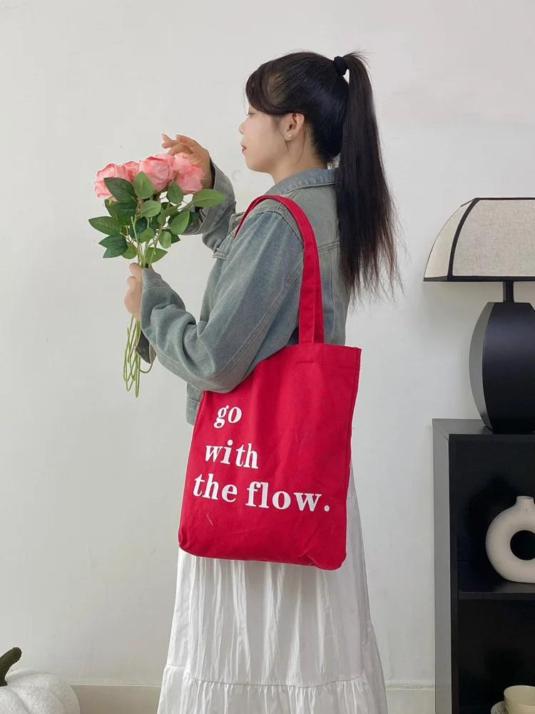  Дизайнерская модная холщовая сумка-тоут 2024 красная новая универсальная сумка на