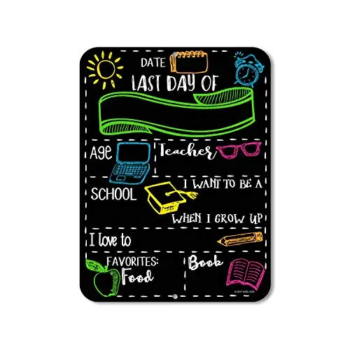 

Chalkboard Style Last Day of School Photo Prop Tin Sign - Reusable Easy Clean - Customizable with Liquid Chalk Markers