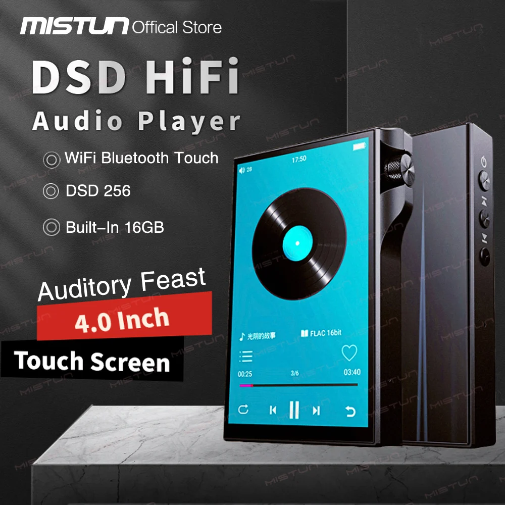 Hi-Fi плеер с сенсорным IPS экраном 4 0 дюйма ЦАП APE DSD128 Bluetooth Wi-Fi |