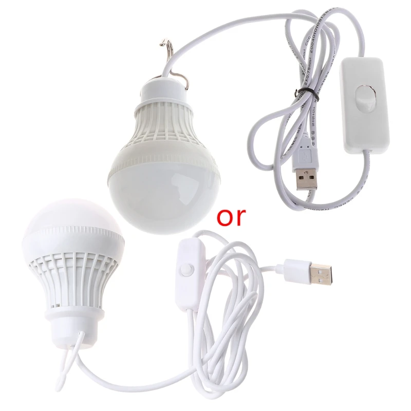 

5W 10 LED Energy Saving USB Bulb Light Camping Home Night Lamp Hook Switch