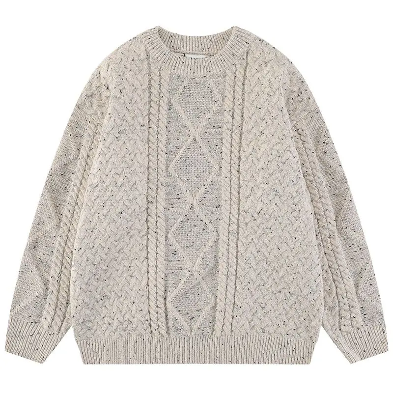 

Autumn Men Solid Knitted Sweaters Hip Hop Twist Dot Knit Jumper 2022 Streetwear Harajuku Fashion Casual Pullovers Clothing