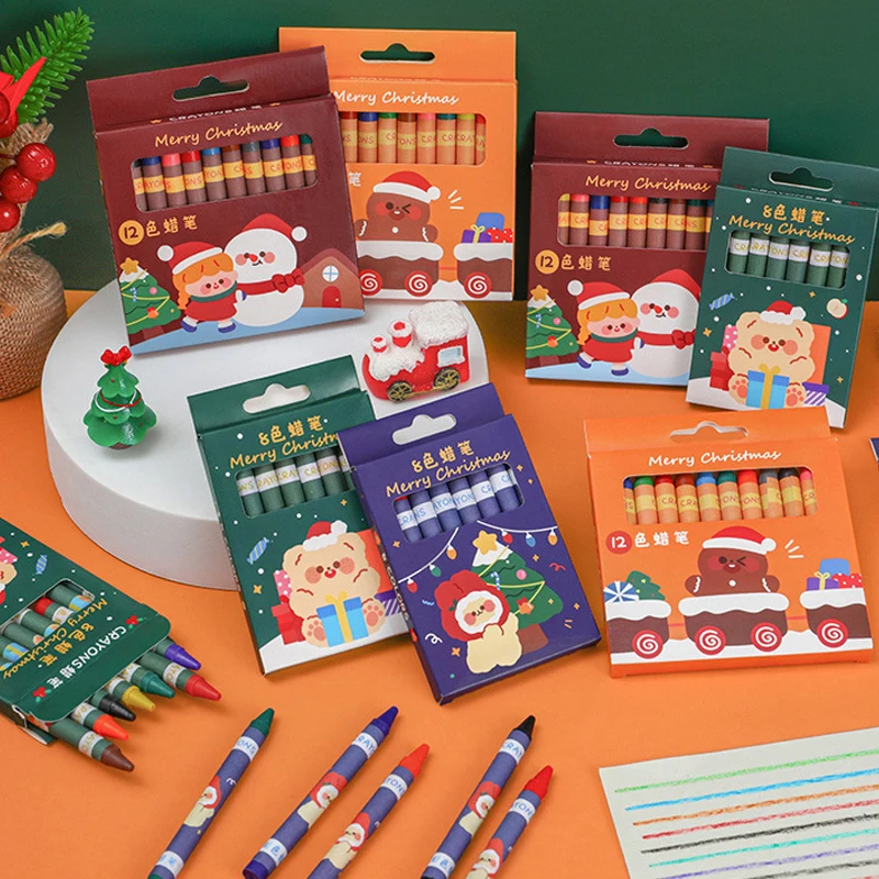 

Art Crayon 8/12color Christmas Gift Set Children Graffiti DIY Student Stationery For Children's Drawing Oil Painting StickHY-158