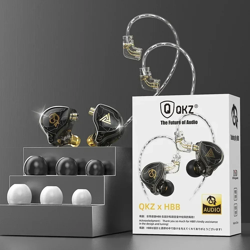 Фото Наушники QKZ x HBB 1, динамические HIFI басовые наушники-вкладыши, мониторные наушники, спортивная гарнитура с шумоподавлением №3