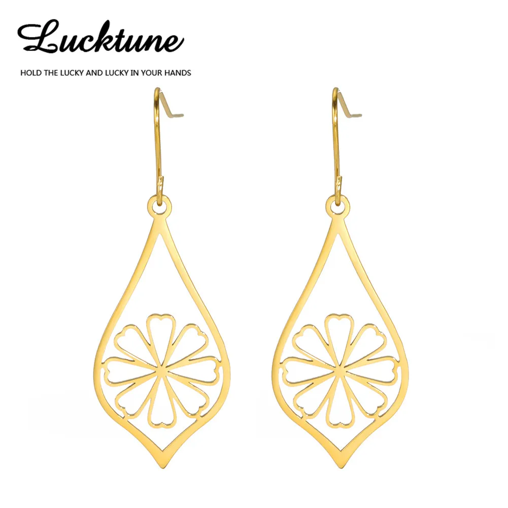 

Lucktune Hollow Flower Earrings Water Drop Earrings Stainless Steel Flower of Life Women Girl Dangle Earrings 2022 Boho Jewelry