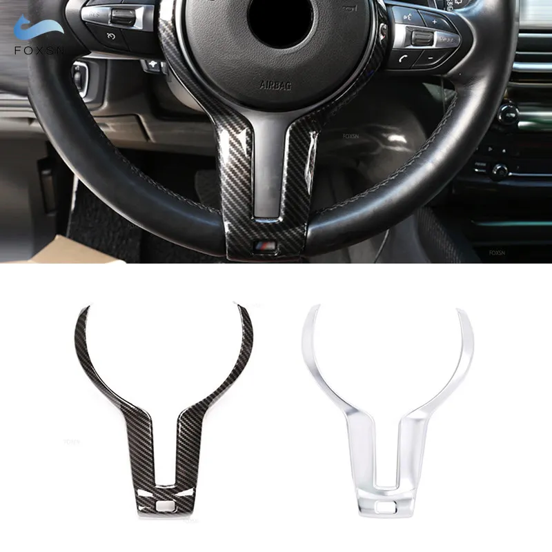 

For BMW F06 F12 F13 F10 F20 F22 F30 X5 X6 F32 F34 F15 ABS Carbon Textue Interior Steering Wheel Cover Frame Protective Trim