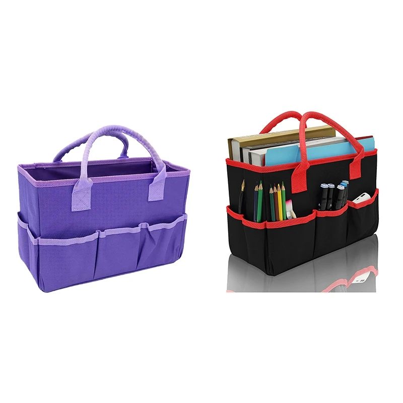 

Сумка ручной работы и художественная для принадлежностей с карманами, сумка-тоут из ткани Оксфорд для художника, ребенка, органайзер для хранения учеников