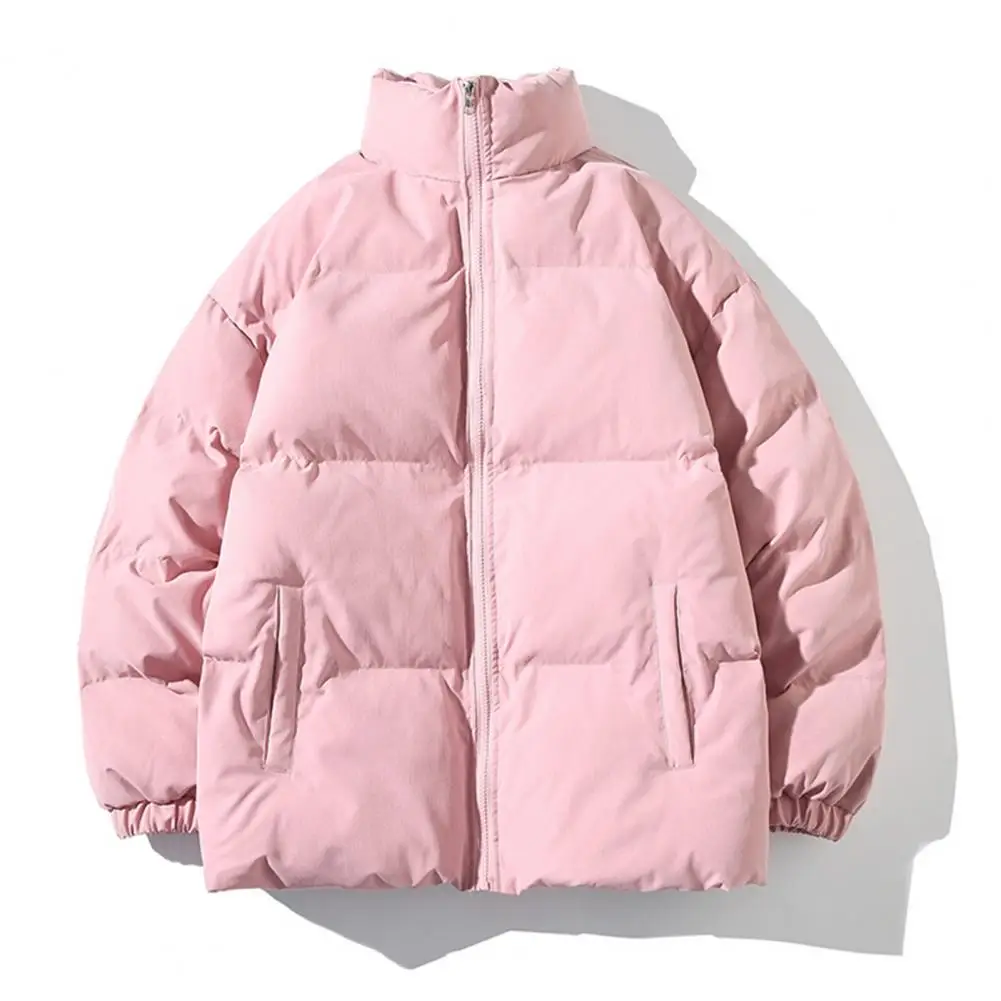 

Зимние утепленные куртки для женщин с воротником-стойкой, однотонное пальто с длинным рукавом и карманами на молнии, женские куртки для женщин