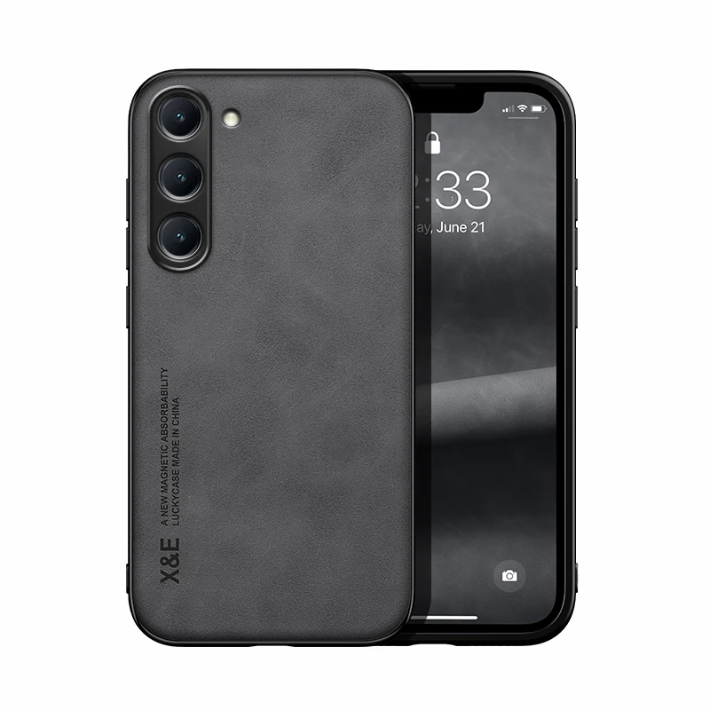 

Luxury Sheepskin Leather Case for Samsung Galaxy S23 Ultra 5G S22 S21 S20 FE S10 Plus Note 20 With Iron Sheet Car Holder Cover