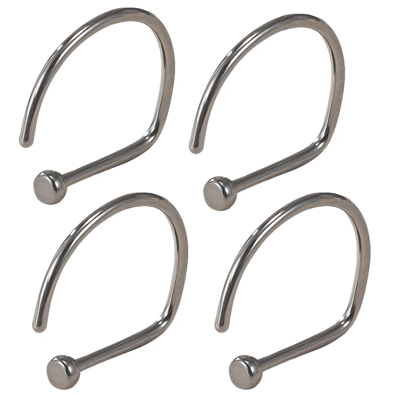 

4PCS G23 Titanium D Shape Nose Ring horseshoe Nostril Piercing Hoop Septum Rings Bar Pin Nose Studs Punk Earring Body Jewelr