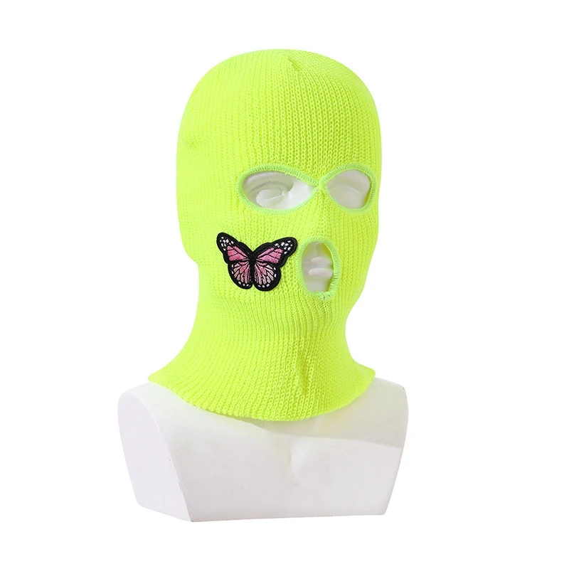 

Вязаная бабочка с 3 отверстиями сохраняющая тепло однотонная Балаклава Хэллоуин осень зима катание унисекс ветрозащитная Лыжная шапка маска для лица