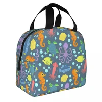 marine octopus turtle starfish fish squid seahorses shells insulated lunch bags print food case cooler warm bento box lunch box