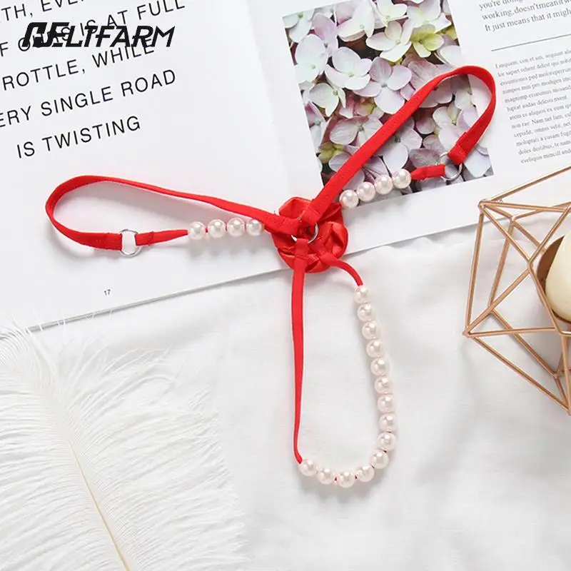 Женские трусы микро стринги женское нижнее белье с жемчугом