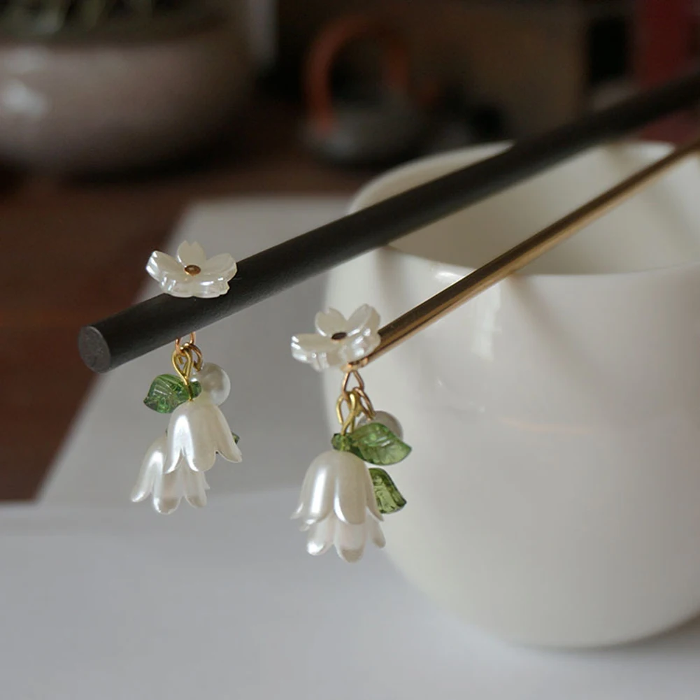 

Hanfu Cheongsam Classical Hairpins Bell Orchid Style Hair Stick Bells Pearl Hairpins Headwear Ladies' Ancient Hair Accessories