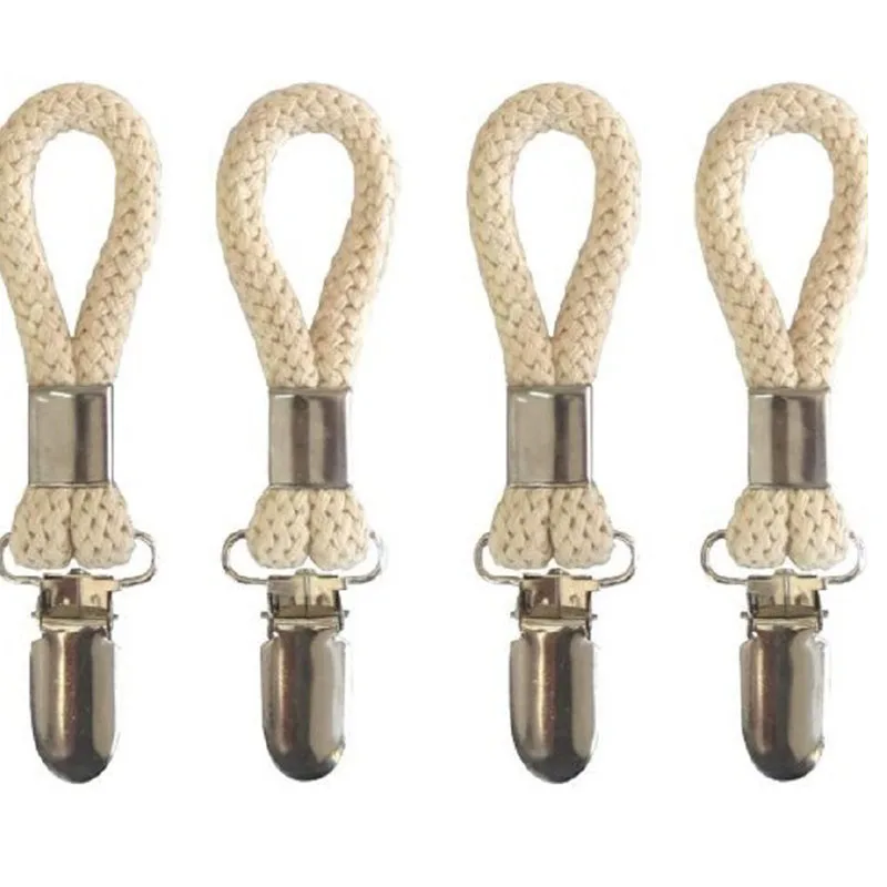 

4Pcs Bathroom Hangers Portable Towel Clip Rust-proofing With Metal Clamp Cotton Nature Color Kitchen Accessories