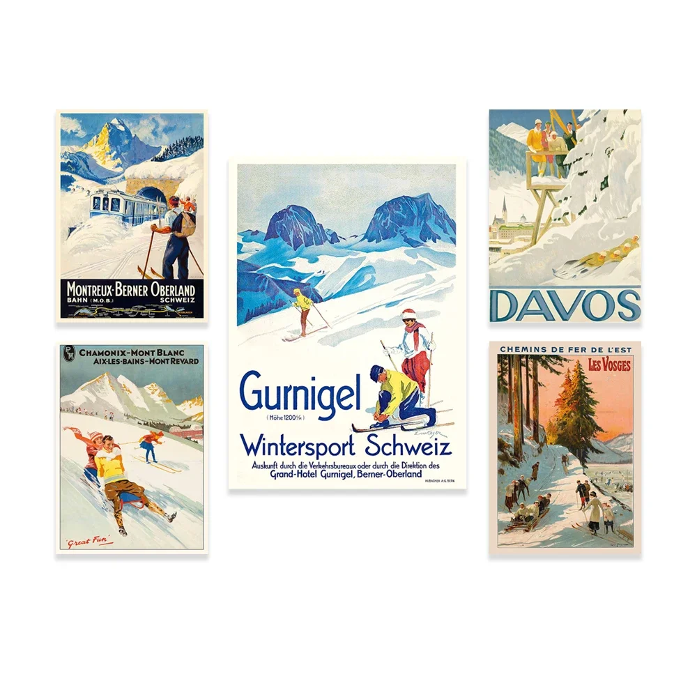 Kandersteg Switzerland -Artouste Cable Car - Ossau Valley Montreux-Oberland-Bernois MOB -Vintage Railway Poster