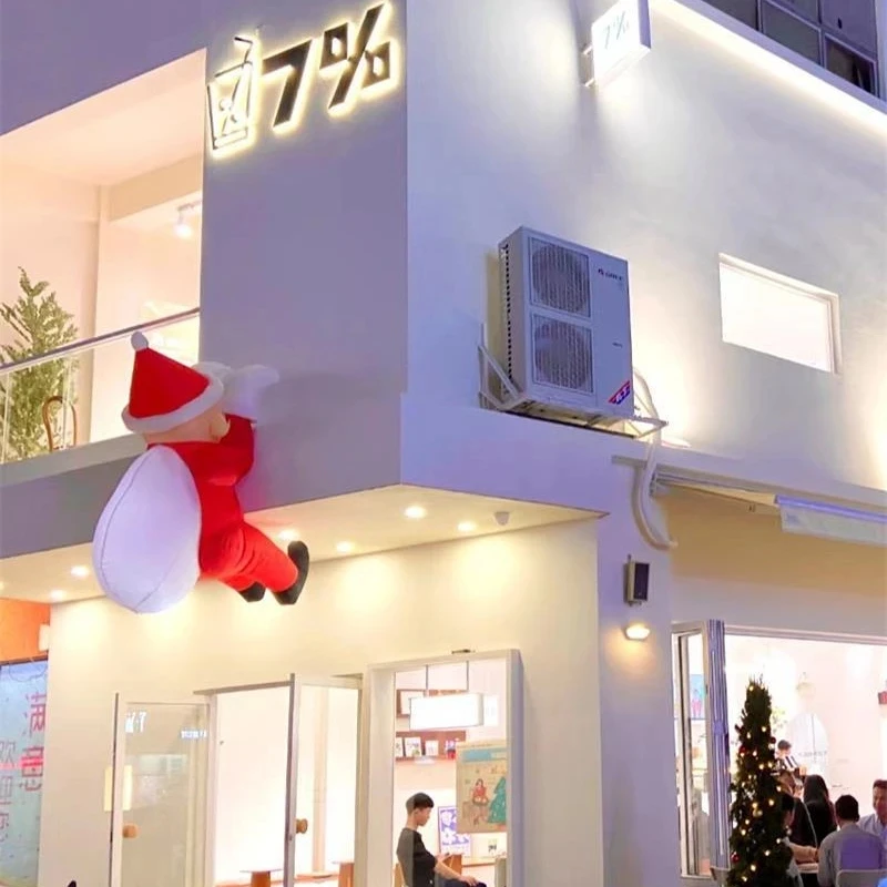 

2023 New 1.8m Christmas Decoration Inflatable Santa Claus Wall Surrounding Atmosphere Decoration with LED Lights