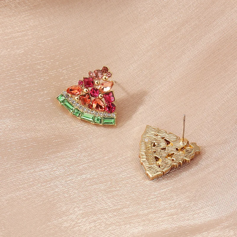 Женские серьги-гвоздики в виде дыни инкрустированные стеклянными бусинами 1 8*2 2