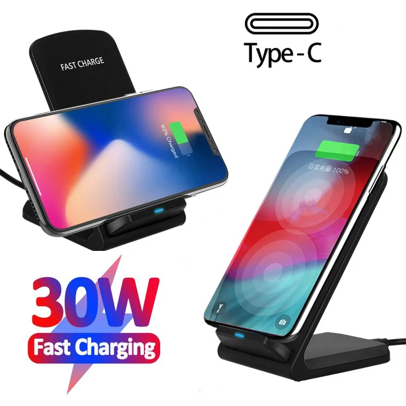 

30W Qi Wireless Charger Dock for Samsung S10 S20 S21 Note 10 20 iPhone 12 11 Pro Max XS XR X 8 Induction Fast Charging Pad