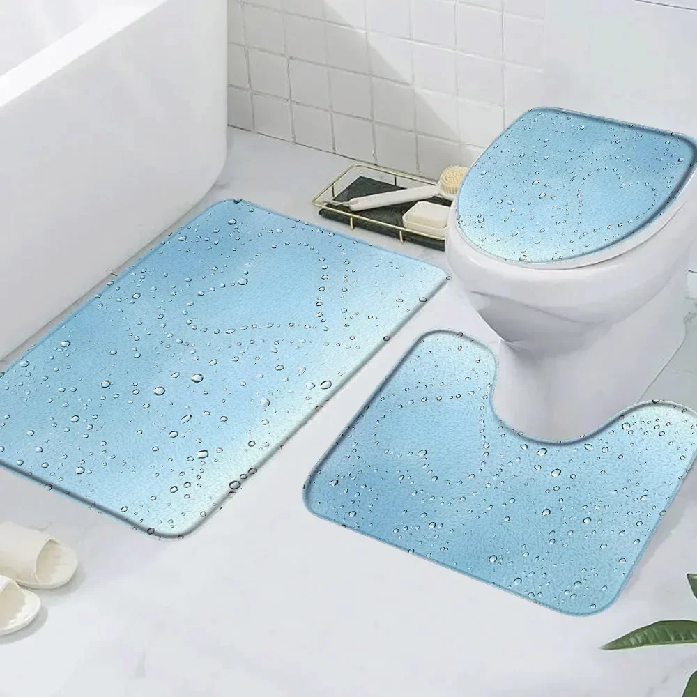3 шт. коврик для ванной с каплями дождя капли воды синий фон современный