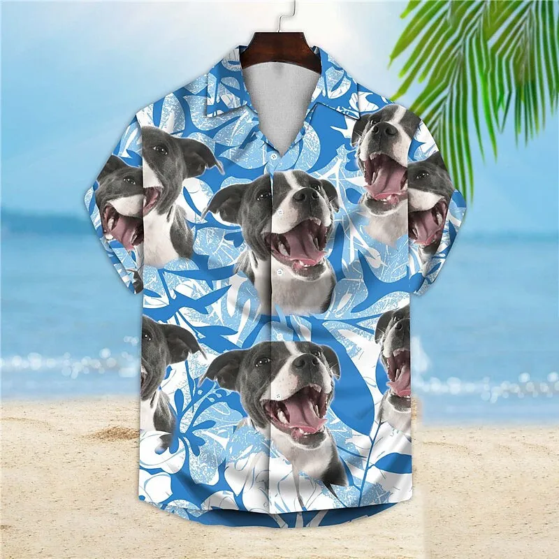 

Мужская Летняя гавайская рубашка с принтом в виде собаки