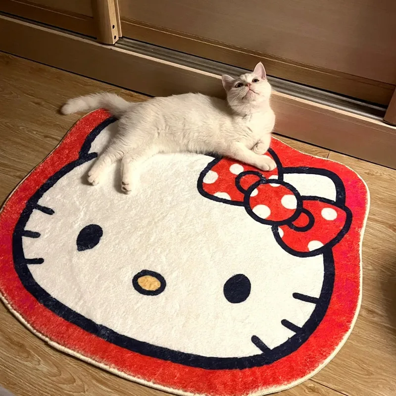 

Cartoon Hello Kitty Floor Mat Kids Cute KT Cat Melody Plush Soft Rug Car Children Bedroom Absorbent Non-slip Carpet Room Decor