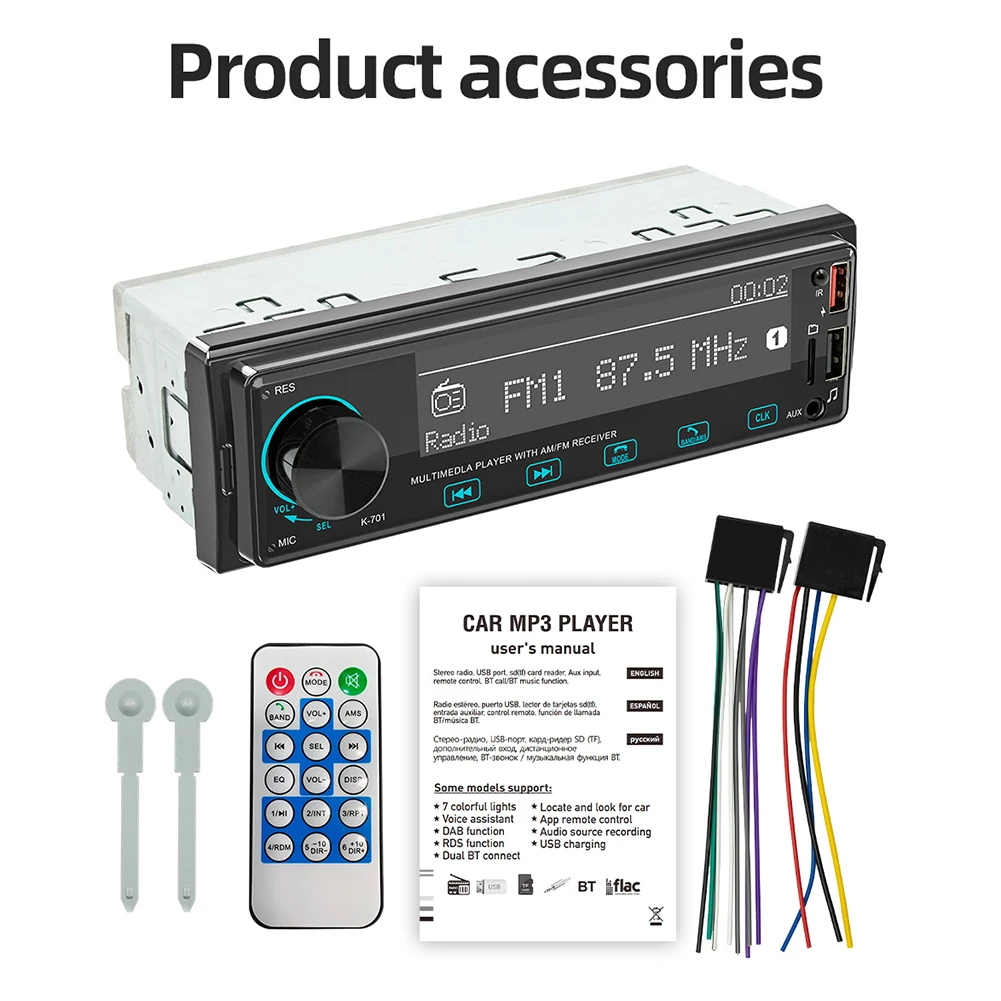 

MP3 Player Car Radio 60Wx4 Application Connection BT5.1 Fast Charging LED Display TDA 1028 Bluetooth-Compatible