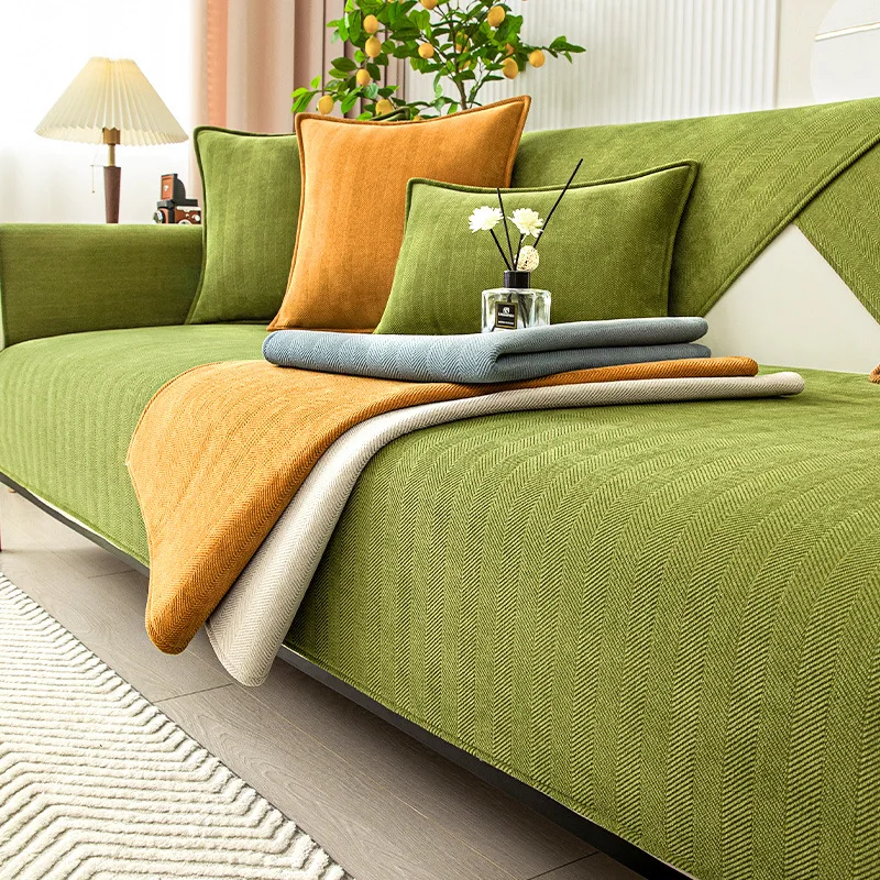 

SUYINYIN Universal Sofa Cover Towel Chenille Fabric Solid Living Room Sofa Cushion Non-Slip Slipcovers Armrest Backrest Cover