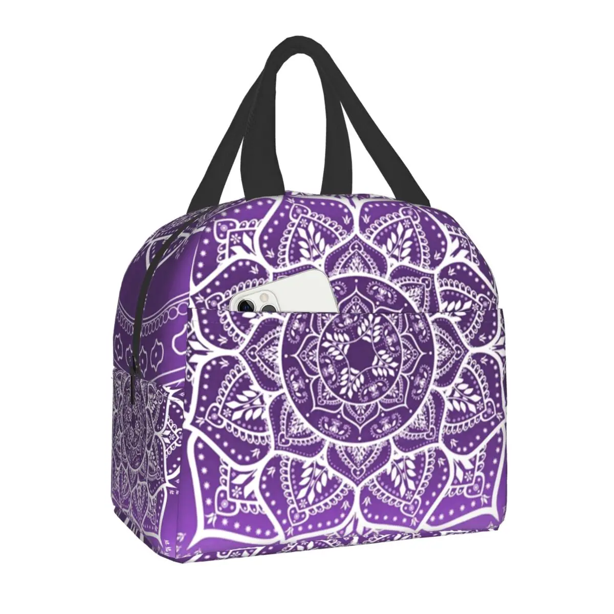 

Фиолетовый Спирит Мандала теплоизолированные сумки для ланча для женщин фиолетовая медитация Мандала многоразовый контейнер для ланча