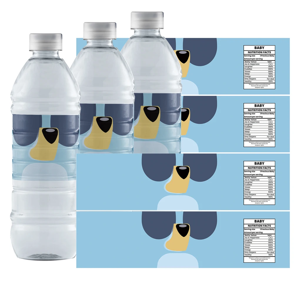 Наклейка на бутылку с голубой собакой водонепроницаемые оранжевые этикетки для