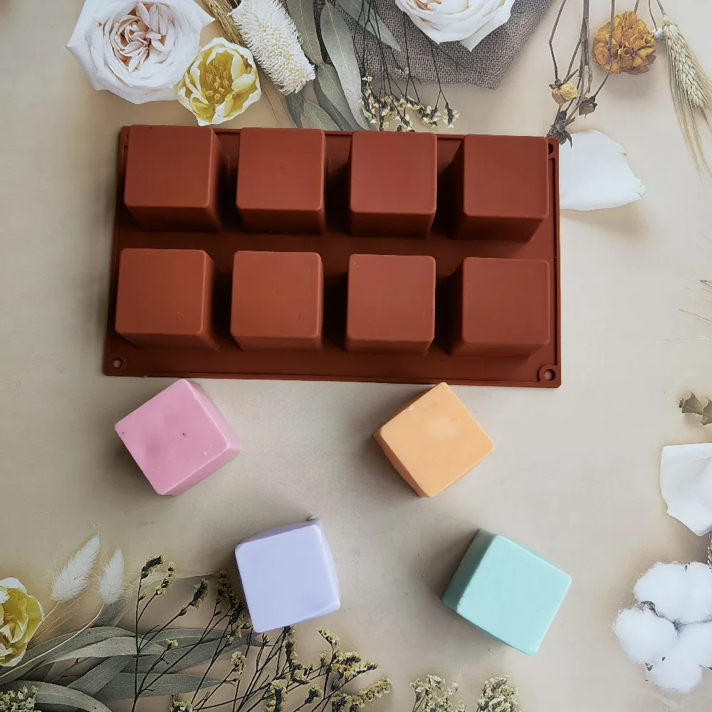 

8 Cavity Cube Square Shape Silicone Mold for Cake Decorating Tools DIY Dessert Cake Moulds For Kitchen Baking