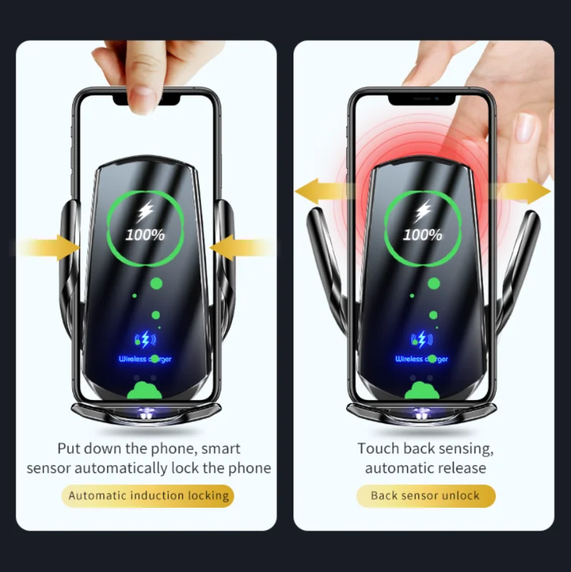 Фото Автомобильное зарядное устройство 15 Вт Qi для iphone 13 Pro Max 11 12 14 Pro Max Xiaomi Samsung, Индукционная Беспроводная зарядка №2