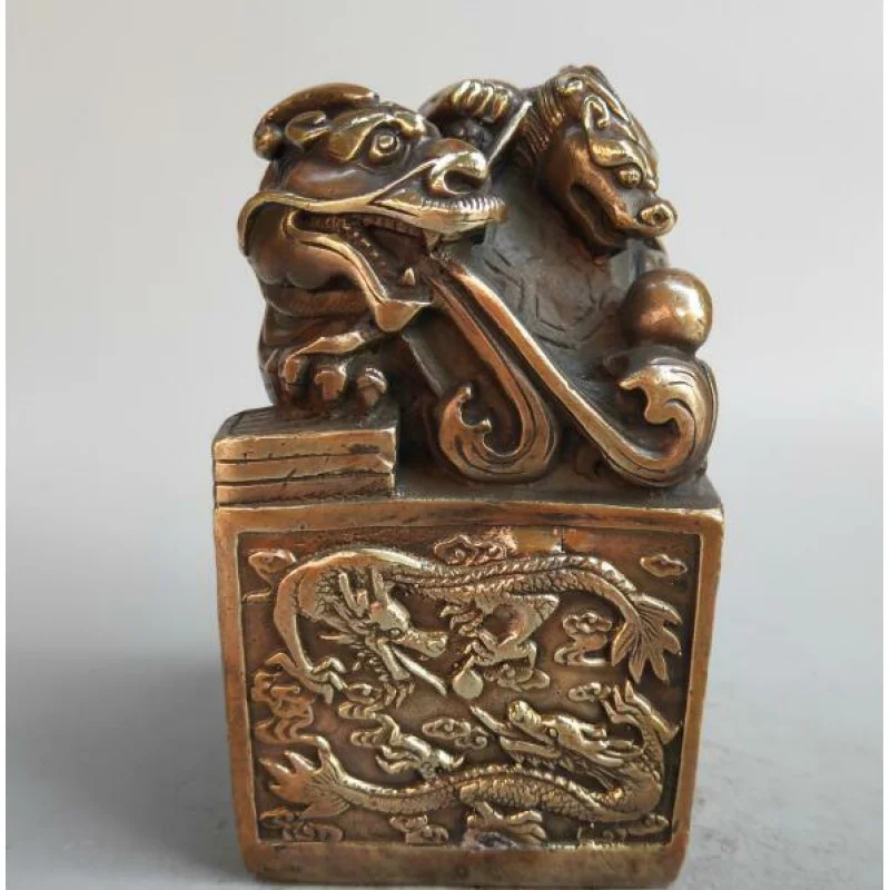 

China Pure Brass Kowloon Sealed Crafts Statue