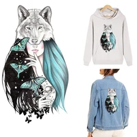 iron on patch decal parches termoadhesivos ropa thermal patches butterfly wolf and girl ironing stickers stripe on clothes diy