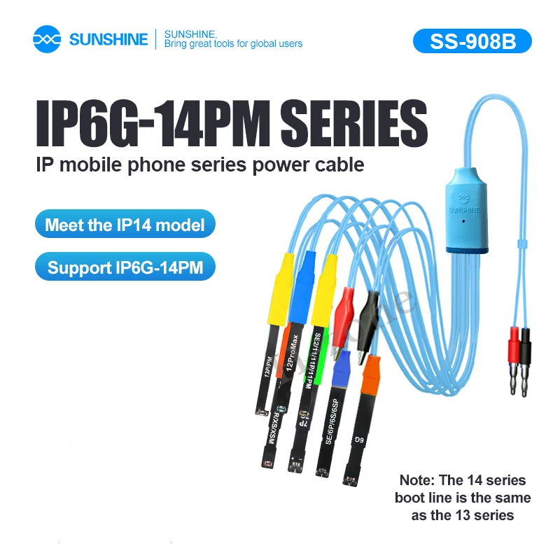 

SUNSHINE SS-908B IP6-14 Power Supply Test Cable Mobile Boot Line For iPhone Huawei Oppo Xiaomi Repair Switch Power Test Cord