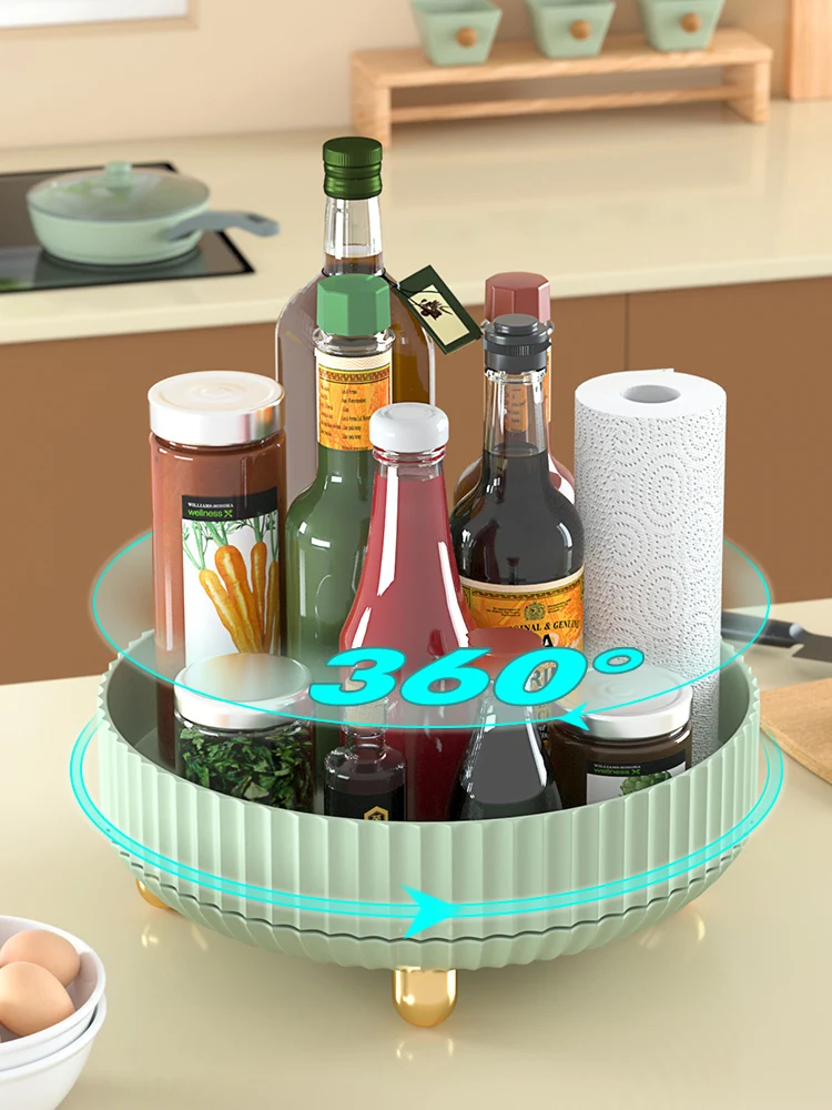 

Кухонная вращающаяся полка для специй, многофункциональная полка для хранения соевого соуса и уксуса, бытовые принадлежности